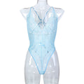 Light Blue Lace Teddy Bodysuit - Styled View