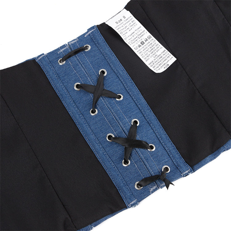 Blue Strapless Corset Top, alternate view 4
