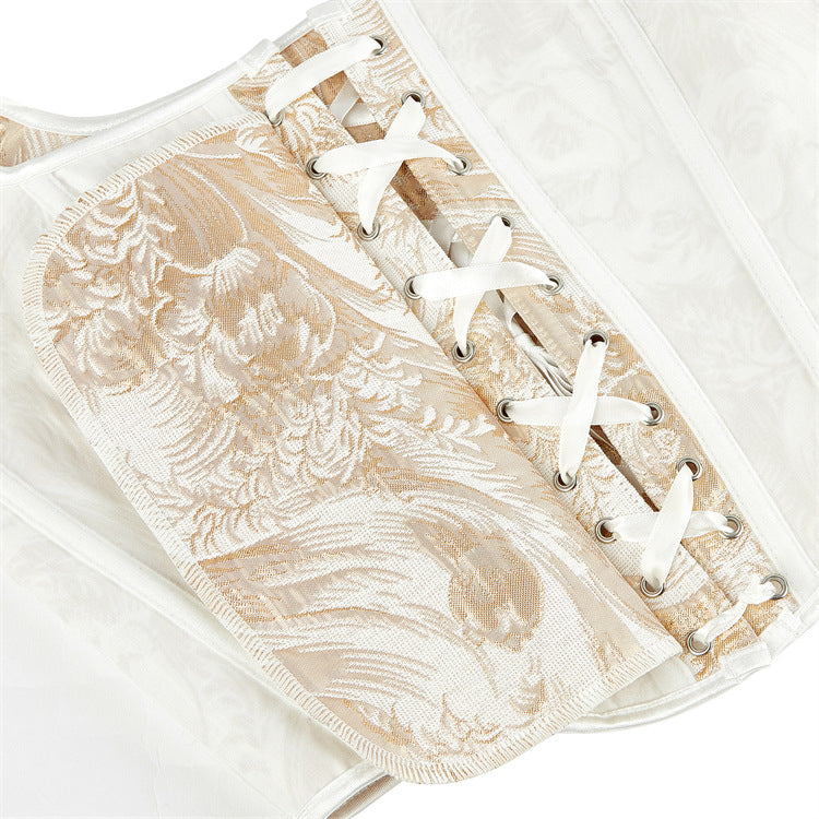 Ivory Floral Lace-Up Corset Top, alternate view 4