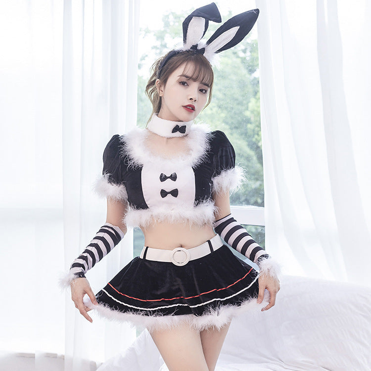 Pink Bunny Costume Lingerie Set - Back View