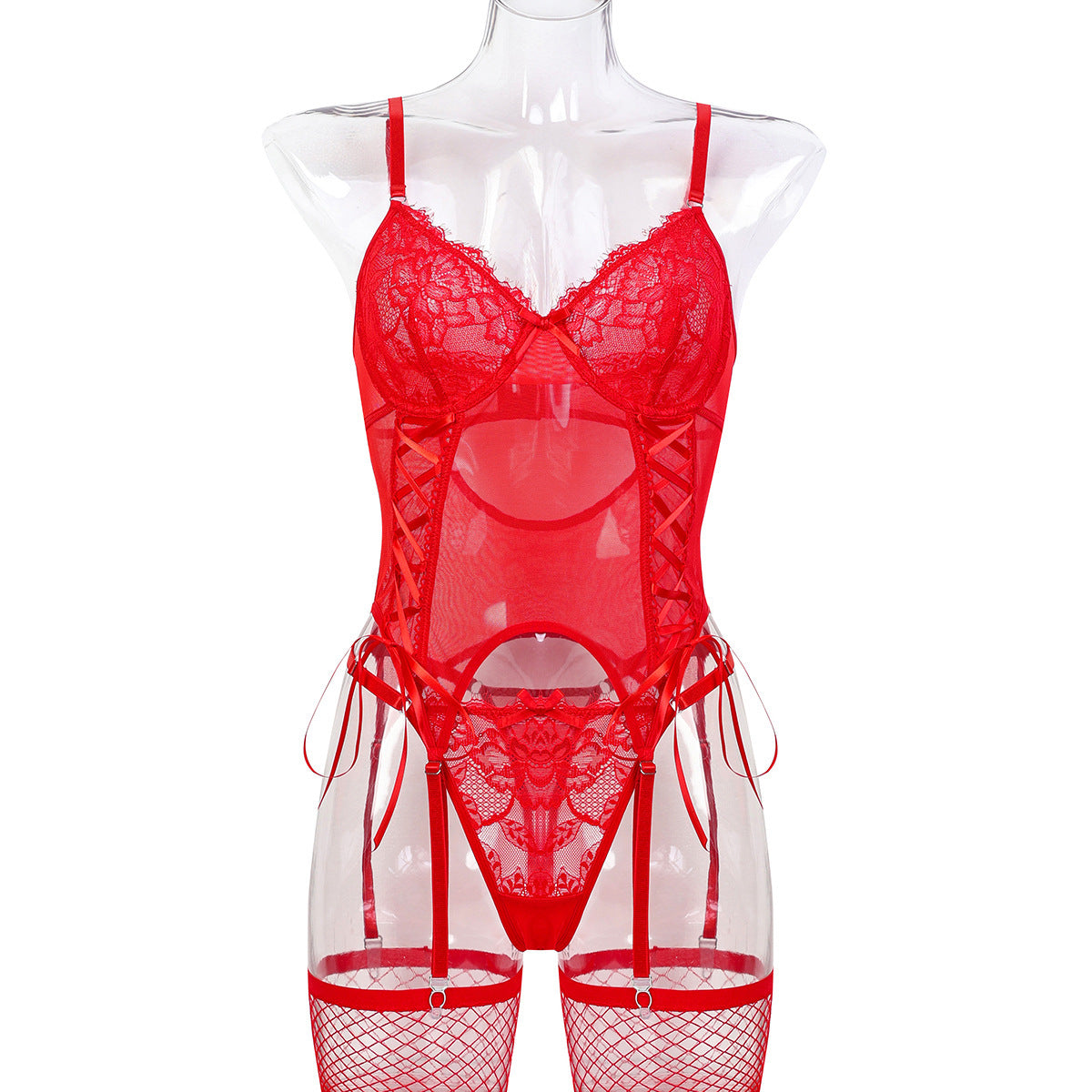 Sheer Mesh Two-Piece Lingerie Set - Secret Hour lingerie