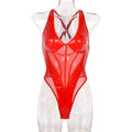 Strappy Mesh Faux Leather Teddy Bodysuit - Styled View