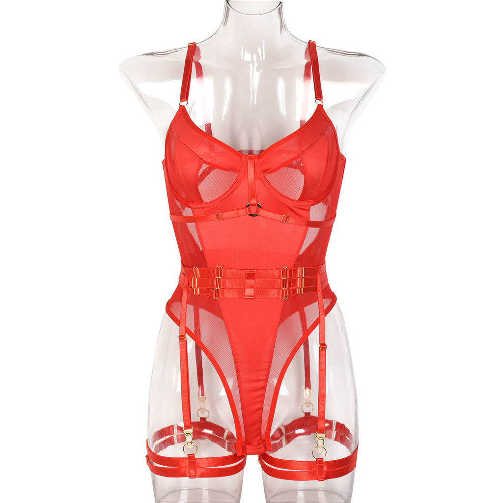 Mesh Cutout Teddy Bodysuit - Styled View