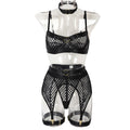 Neon Green Lace Four-Piece Lingerie Set - Alternate View