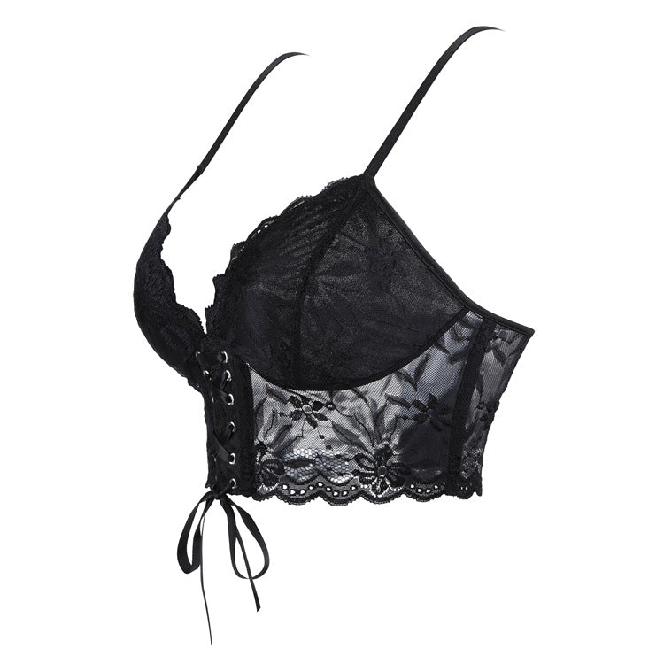 Black Lace-Up Bustier Top, alternate view 3