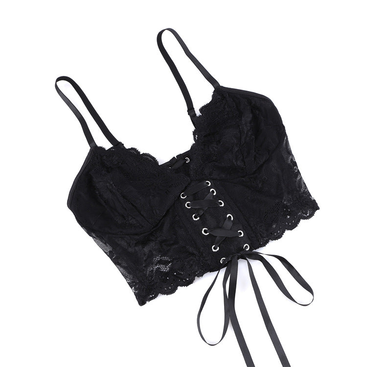 Black Lace-Up Bustier Top, alternate view 4