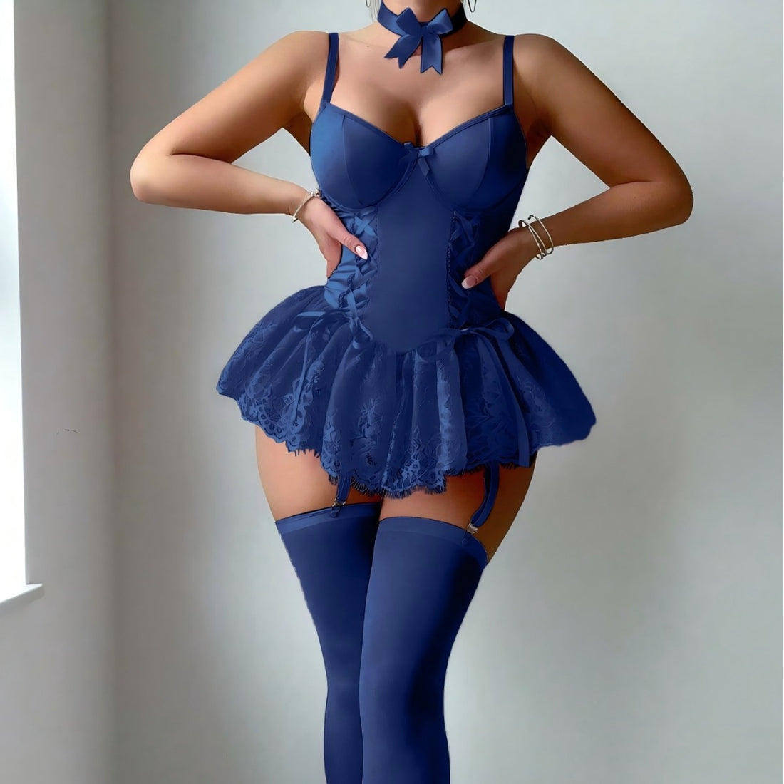 Black Tulle Skirt Lingerie Set, alternate view 3