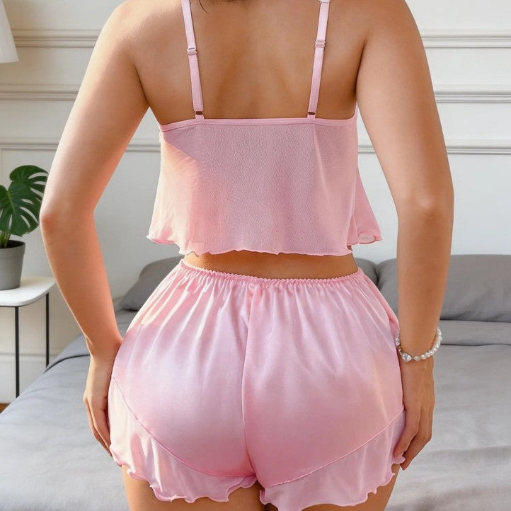 Pink Ruffle Cami and Shorts Sleepwear Set, alternate view 4
