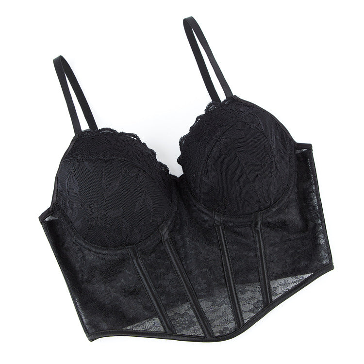 Black Lace Longline Bustier Top, alternate view 5