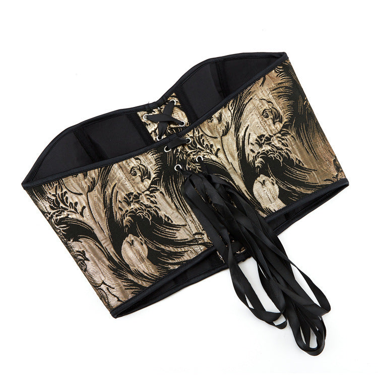 Black Gold Floral Strapless Corset Top, alternate view 5