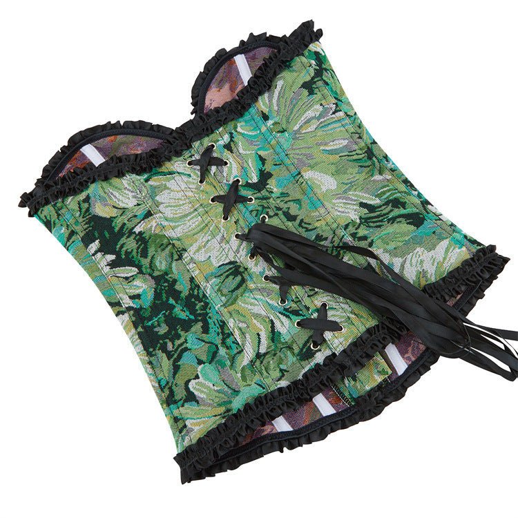 Green Floral Strapless Corset Top, alternate view 5