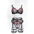 Lace Four-Piece Lingerie Set With Garter Belt - Alternate View