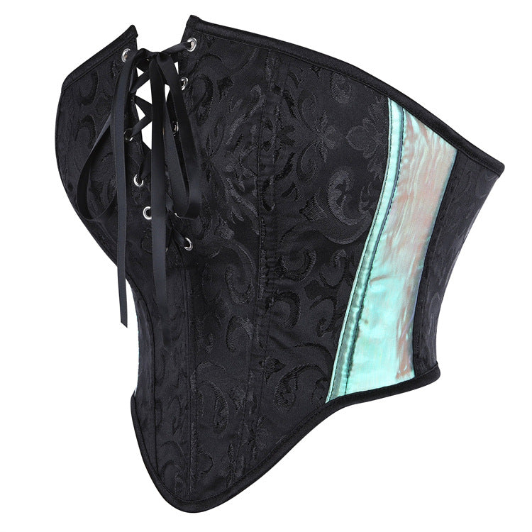 Black Teal Lace-Up Corset Top, alternate view 2