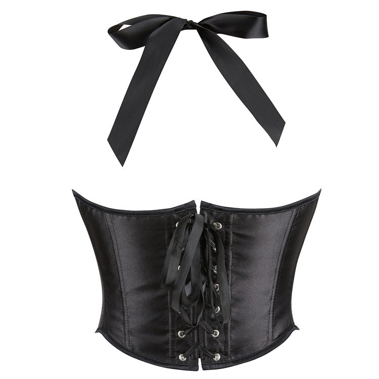 Black Leather-Look Halter Corset Top, alternate view 3