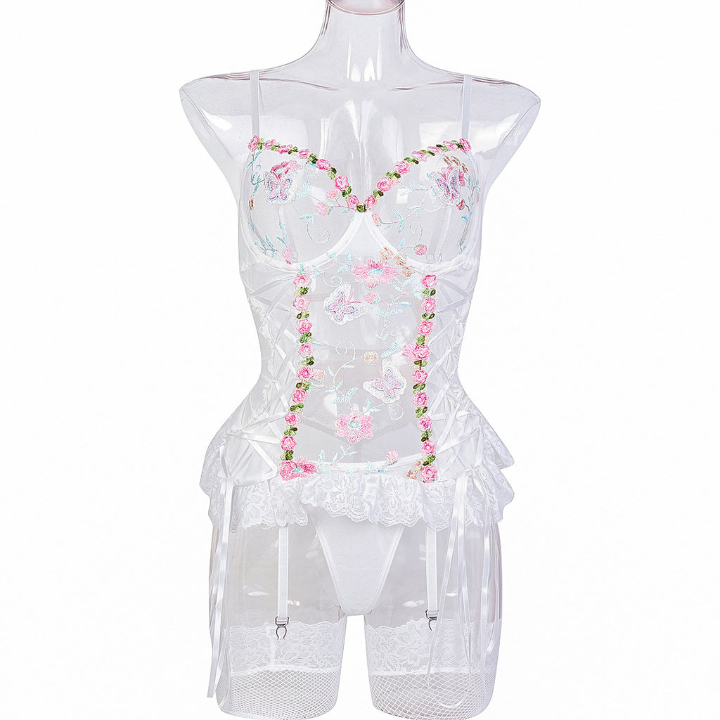 Classic Style Floral Lace Lingerie Set - Alternate View