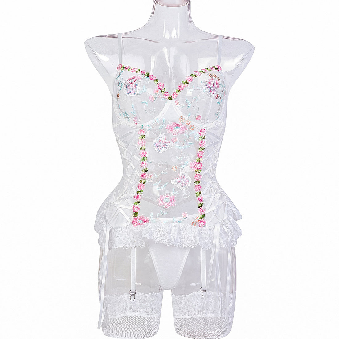 Classic Style Floral Lace Lingerie Set - Alternate View
