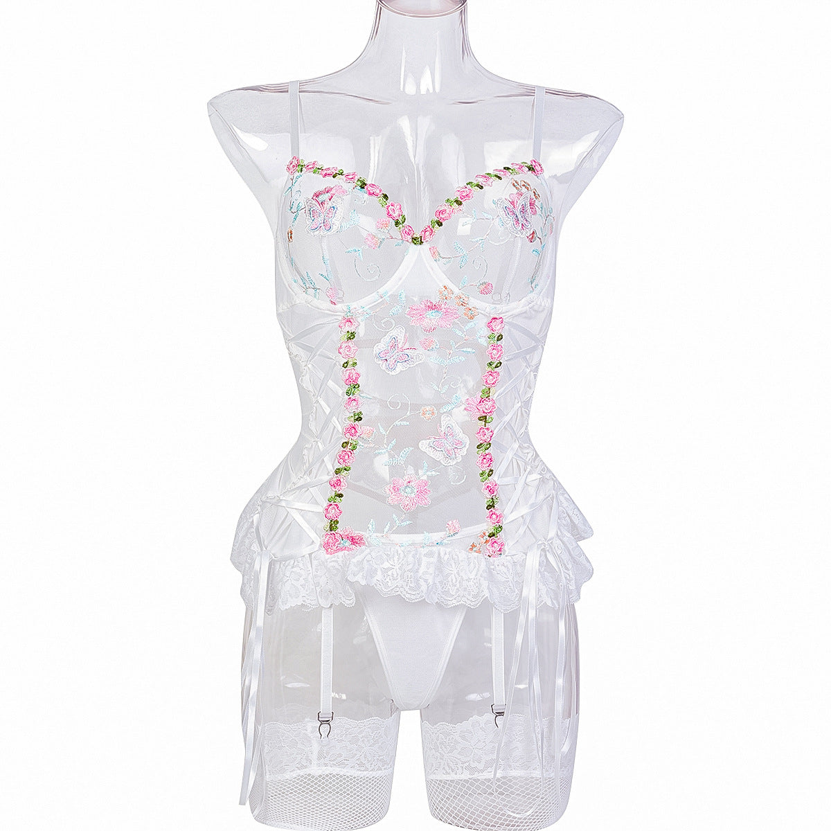 Classic Style Floral Lace Lingerie Set - Alternate View