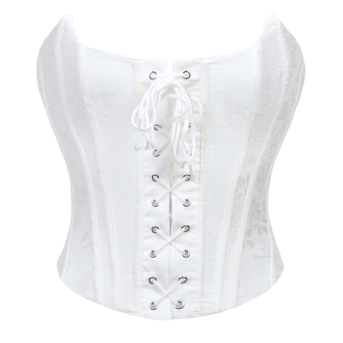 White Strapless Lace-Up Corset Top, alternate view 5
