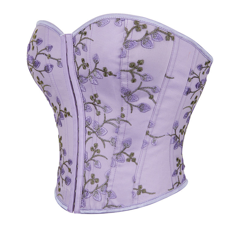 Lavender Floral Back-Zip Corset Top, alternate view 2