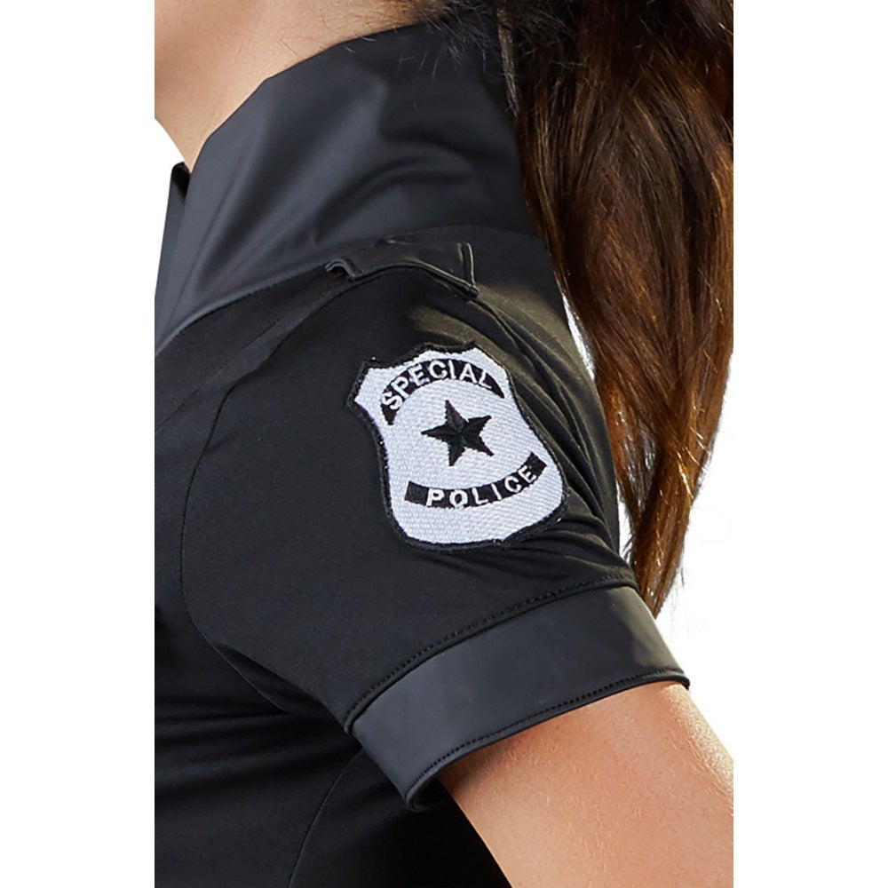 Police Costume Lingerie Set With Top and Handcuffs and Belt - Detail View