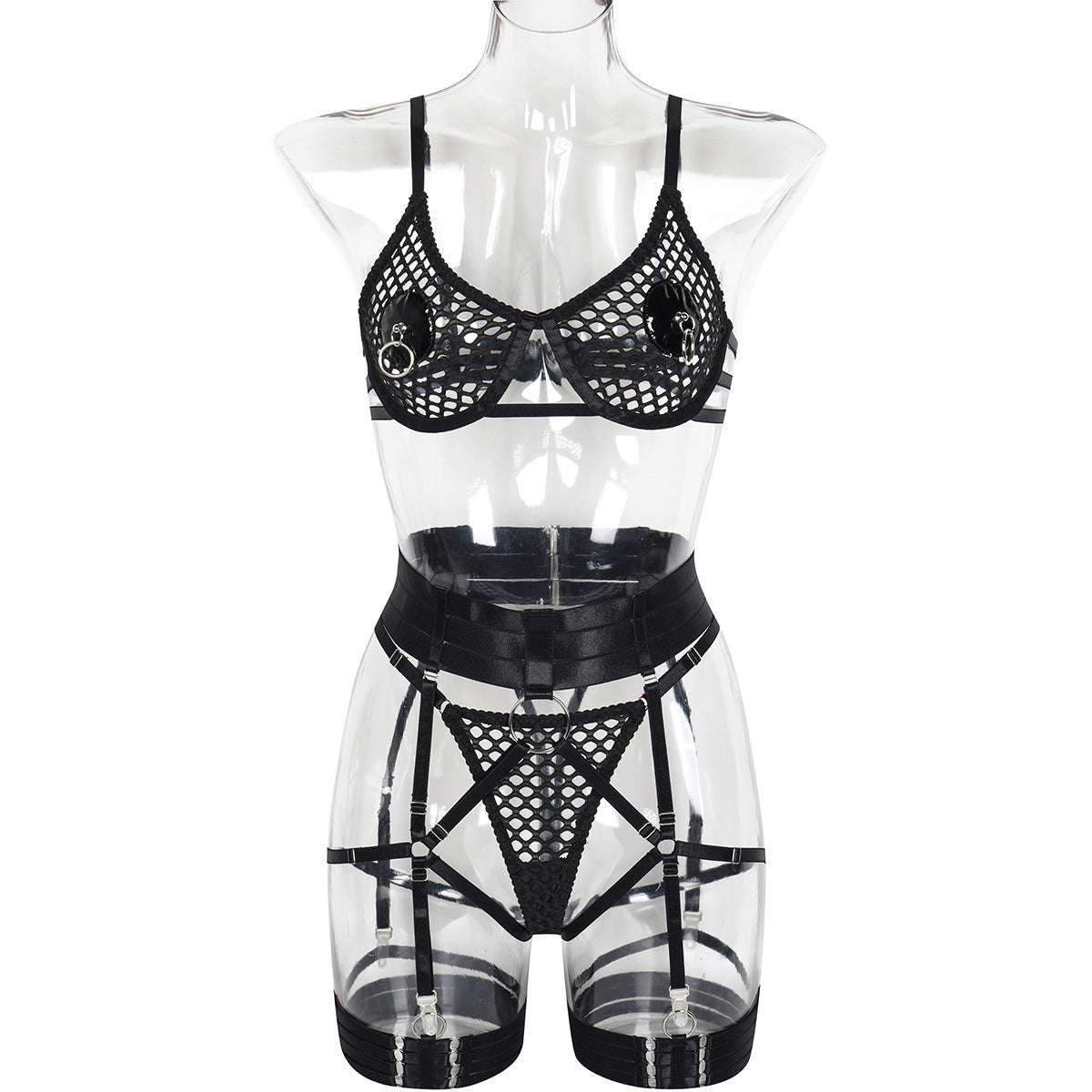 Red Sheer Mesh Lingerie Set - Alternate View