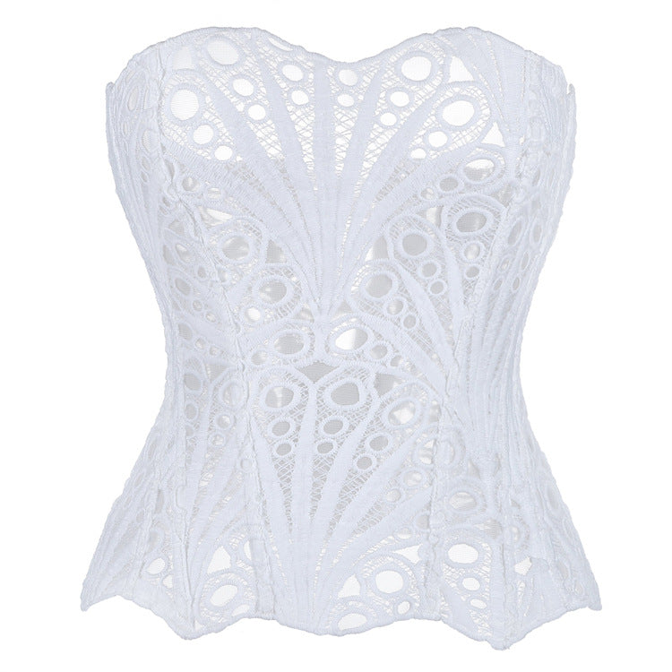 Black Sheer Eyelet Corset Top, alternate view 5
