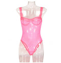 Rose Red Lace Strappy Teddy Bodysuit - Alternate View