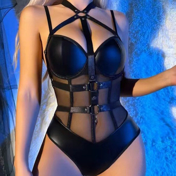 Black Strappy Cutout Bodysuit, alternate view 4
