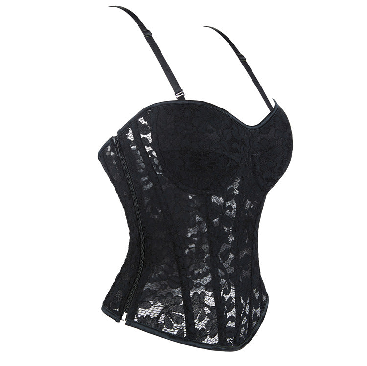 Black Lace Strapless Corset Top, alternate view 3