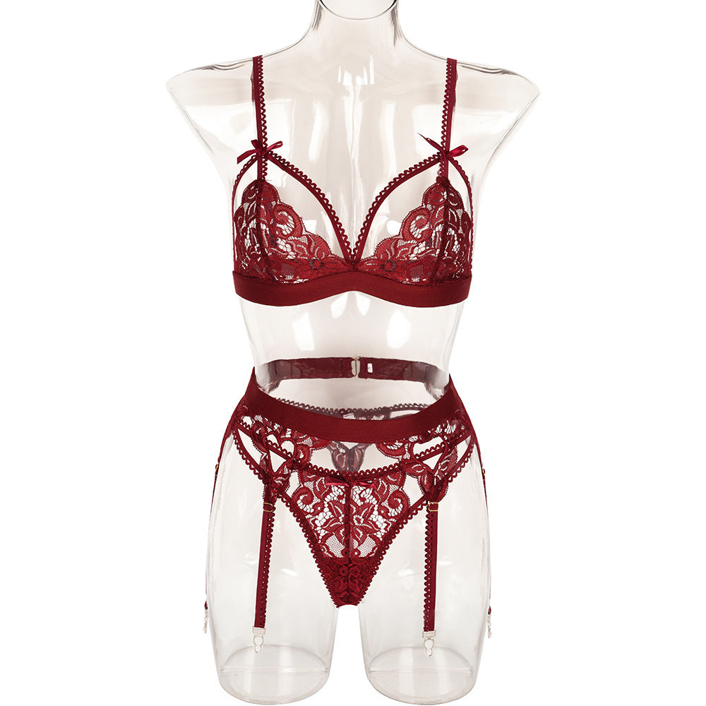 White Strappy Three-Piece Lingerie Set - Alternate View