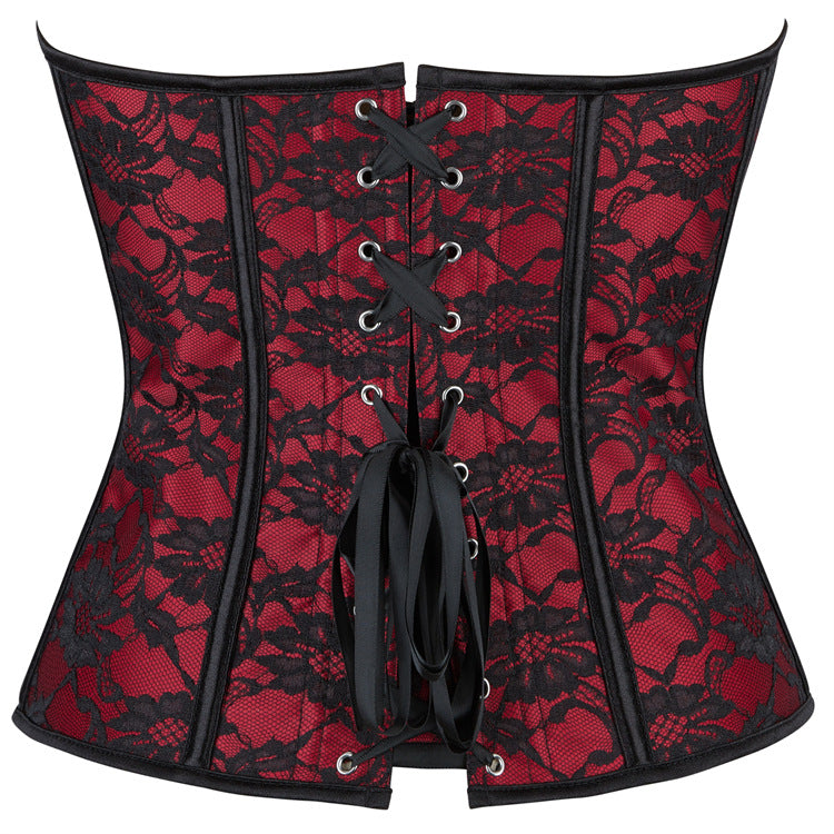 Burgundy Lace Strapless Corset Top, alternate view 3