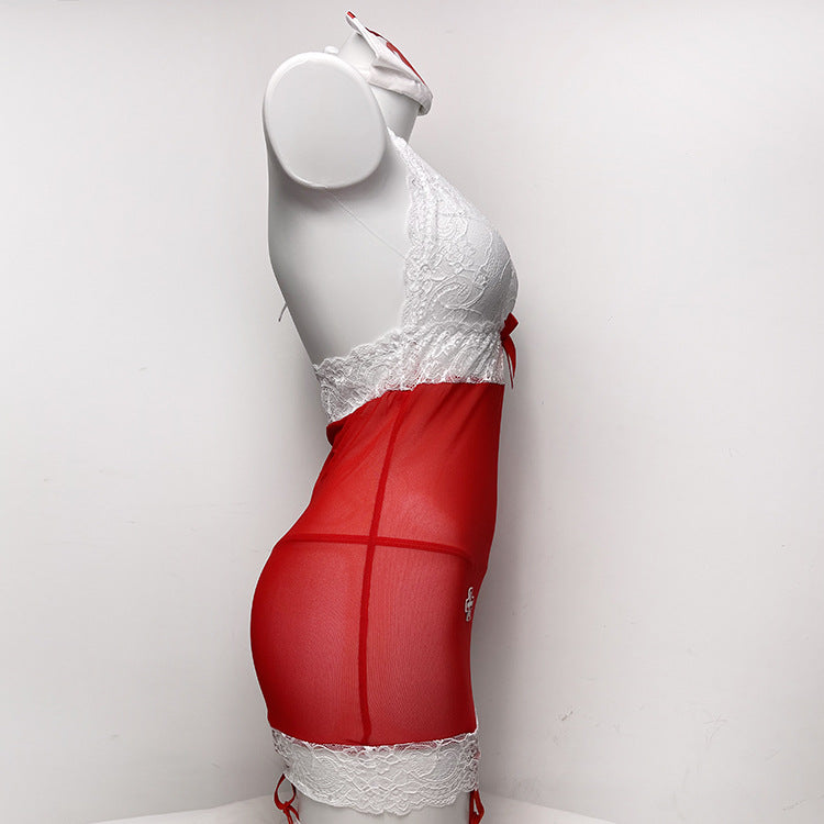 Nurse Costume Lingerie Set With Stethoscope and Headband - Alternate View