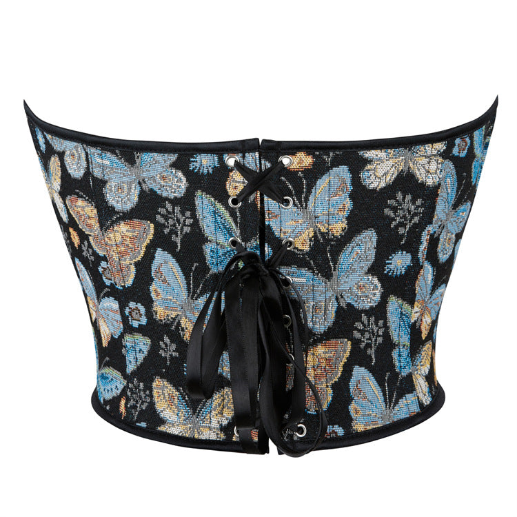 Black Butterfly Print Corset Top, alternate view 3