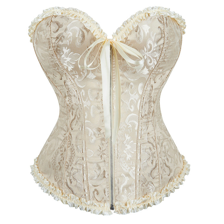 Black Ruffle Trim Strapless Corset Top, alternate view 8