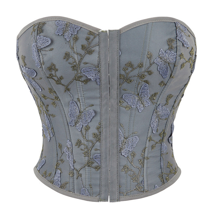 Ivory Rose Print Back-Zip Corset Top, alternate view 5