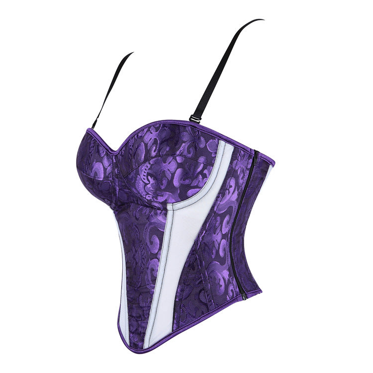 Purple Jacquard Corset Top, alternate view 2