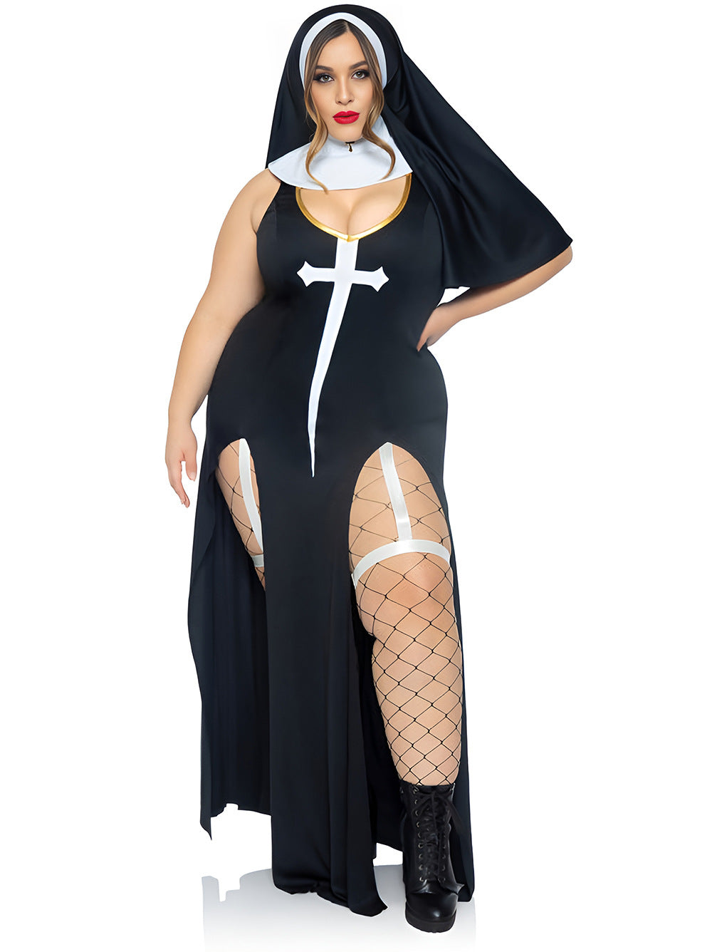 Plus size nun uniform sexy underwear set halloween cosplay nun costume cosplay nightclub uniform