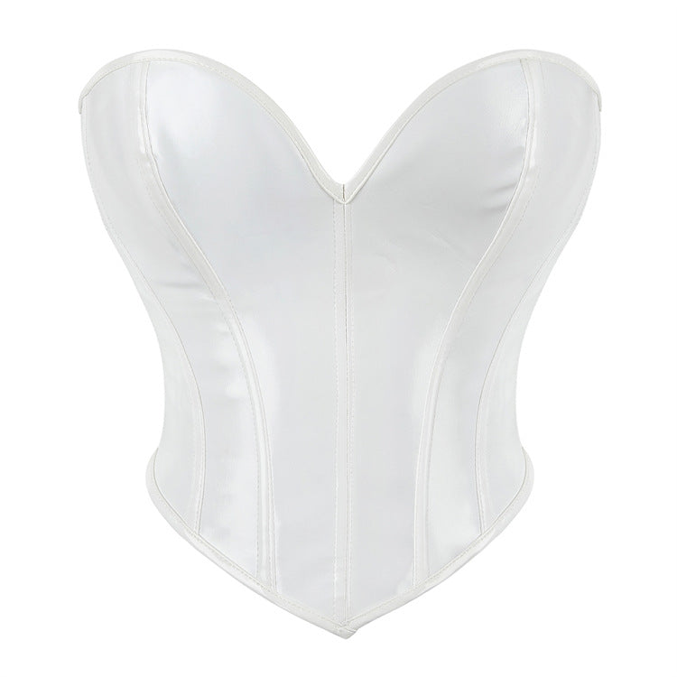 Black Leather-Look Sweetheart Corset Top, alternate view 4