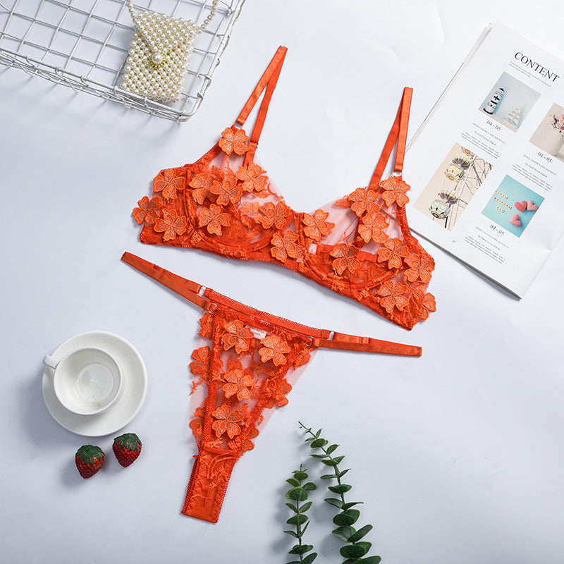 White Floral Lace Lingerie Set - Alternate View