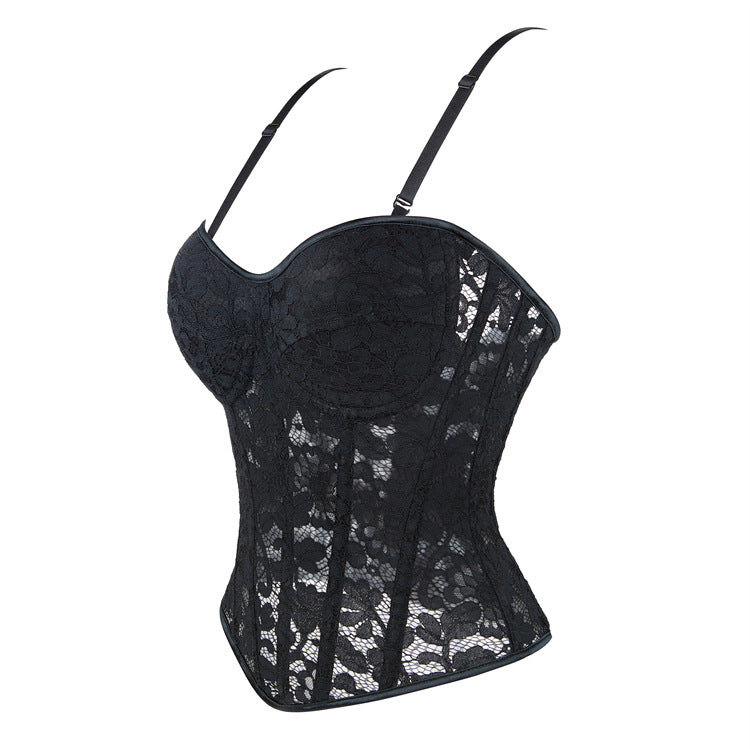 Black Lace Strapless Corset Top, alternate view 2
