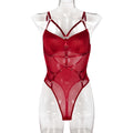 Boutique Faux Leather Strappy Teddy Bodysuit - Styled View