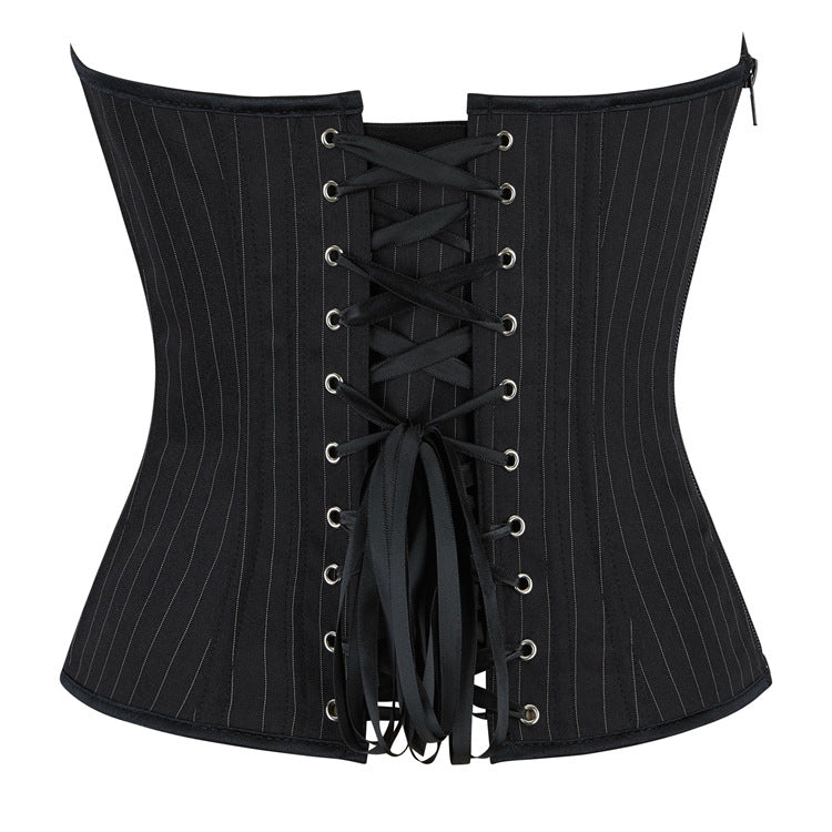 Black Pinstripe Back-Zip Corset Top, alternate view 4