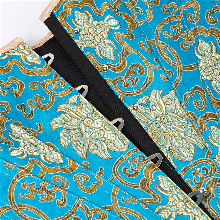 Turquoise Gold Lace-Up Corset Top, alternate view 5