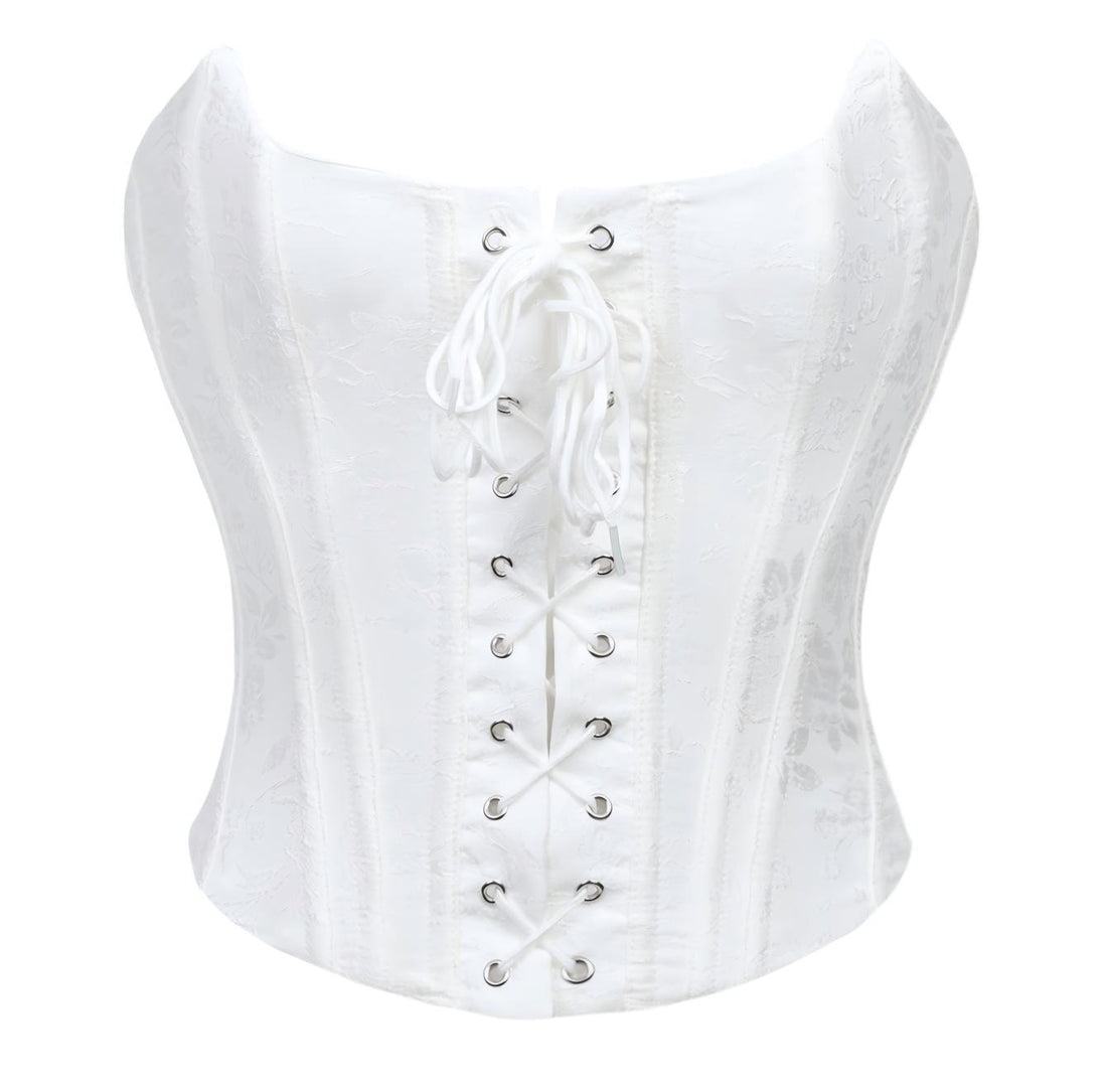 White Strapless Lace-Up Corset Top, alternate view 6