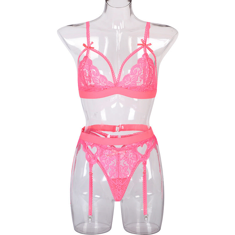 White Strappy Three-Piece Lingerie Set - Alternate View