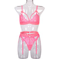 White Strappy Three-Piece Lingerie Set - Alternate View