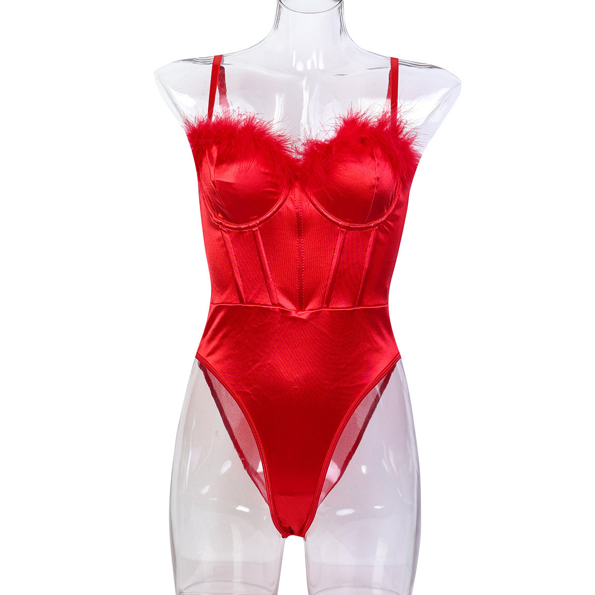 Strappy Red Holiday Teddy Bodysuit - Styled View