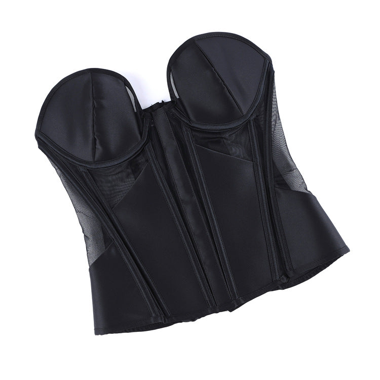 Black Sheer Panel Strapless Corset Top, alternate view 5