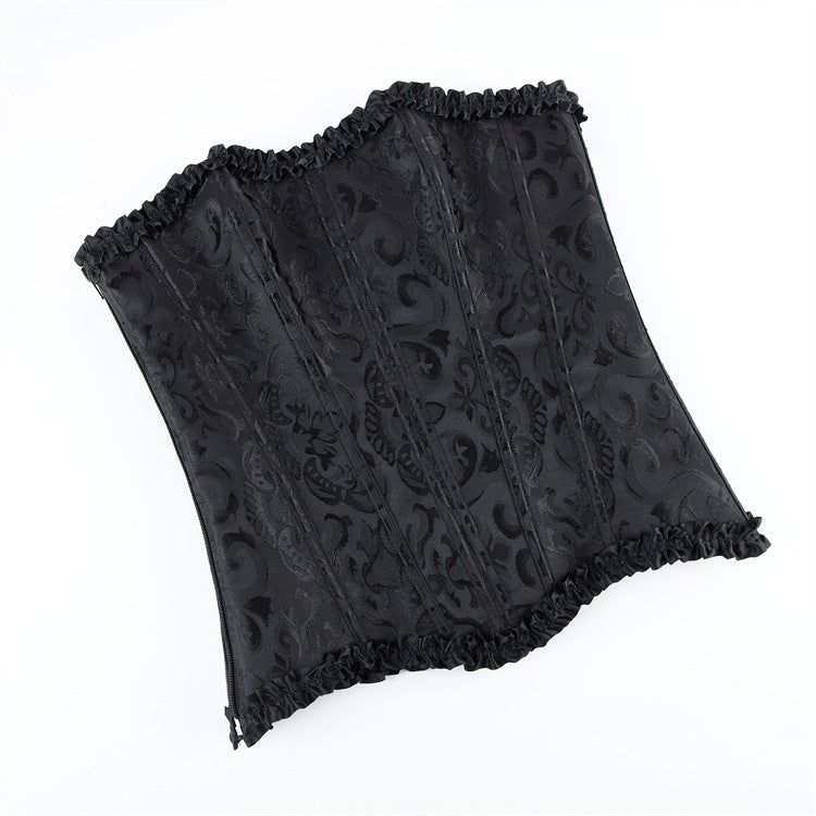Black Jacquard Lace-Trim Corset Top, alternate view 5