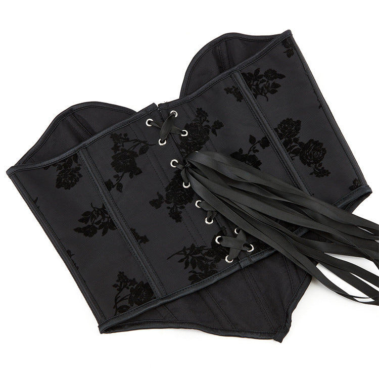 Black Rose Print Strapless Corset Top, alternate view 5